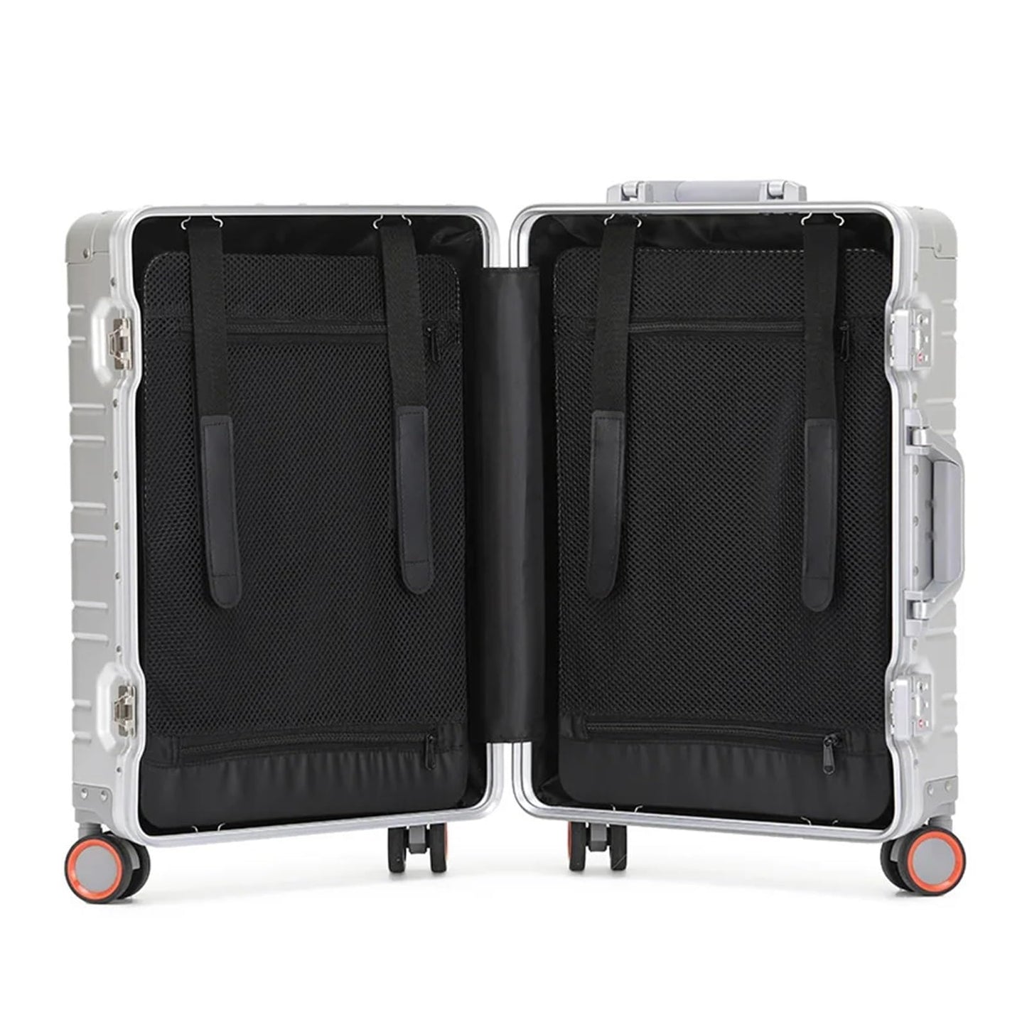 MUdson Trunk Aluminum-Magnesium Alloy Travel Suitcase Rolling Luggage 20/24/29 inch Trolley Luggage Carry-On Cabin Suitcase Durable (Color : Silver, Size : 20")