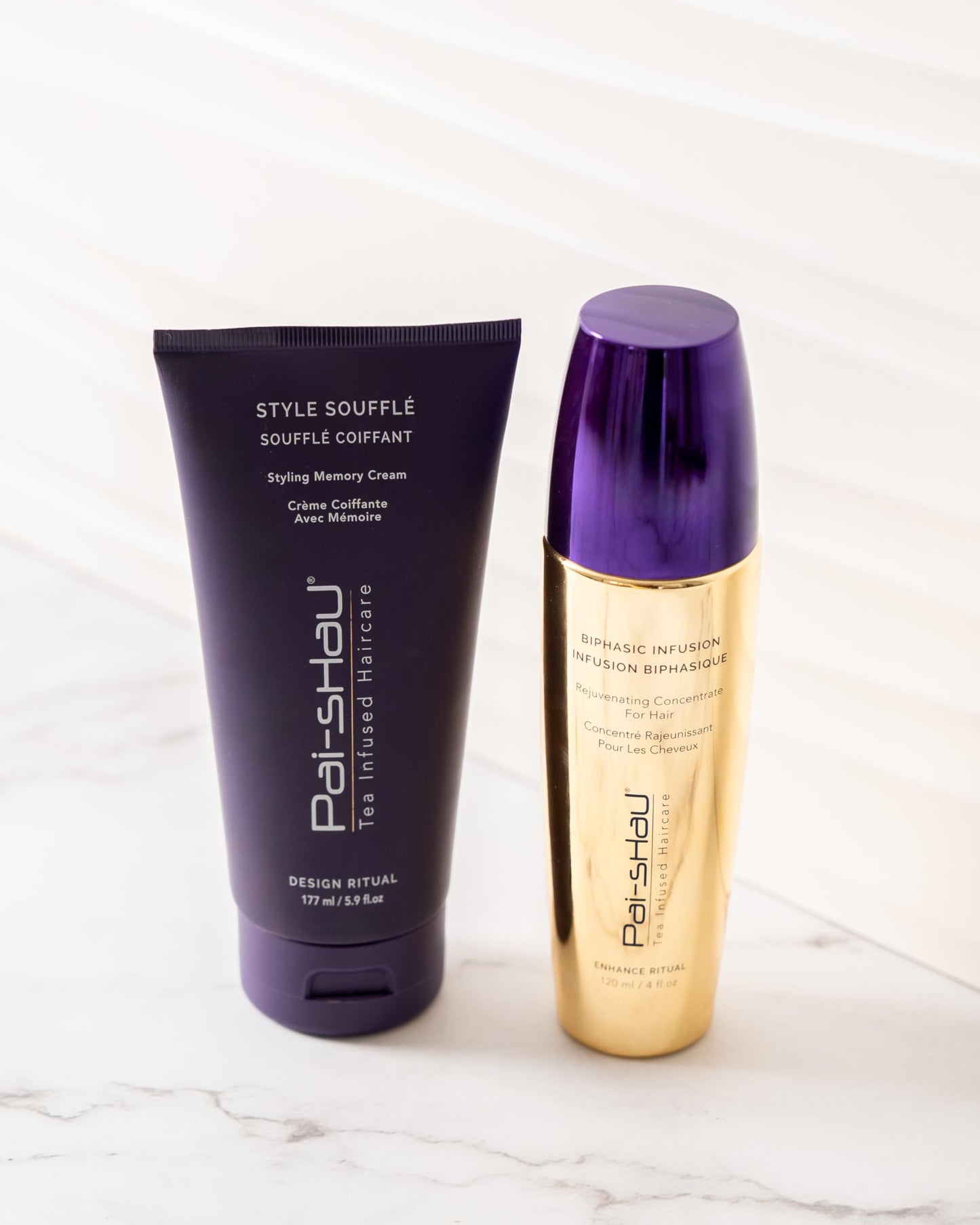 Pai-Shau Biphasic Infusion & Style Souffl Set - Oil-Free Hair Rejuvenating Serum - Provides Shine, Thermal, and Environmental