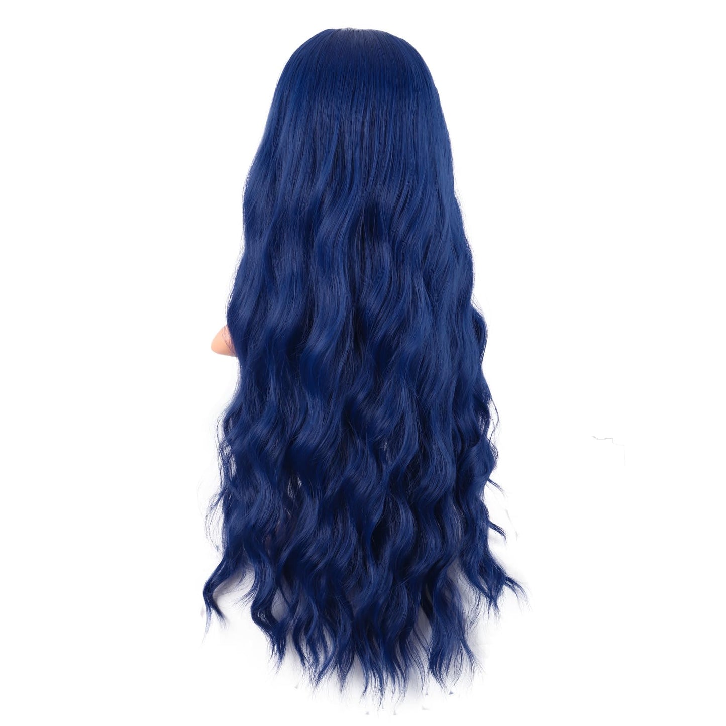 MapofBeauty 28" Long Wavy Synthetic Fiber Wig - Mixed Blue, No Bangs for Parties & Cosplay