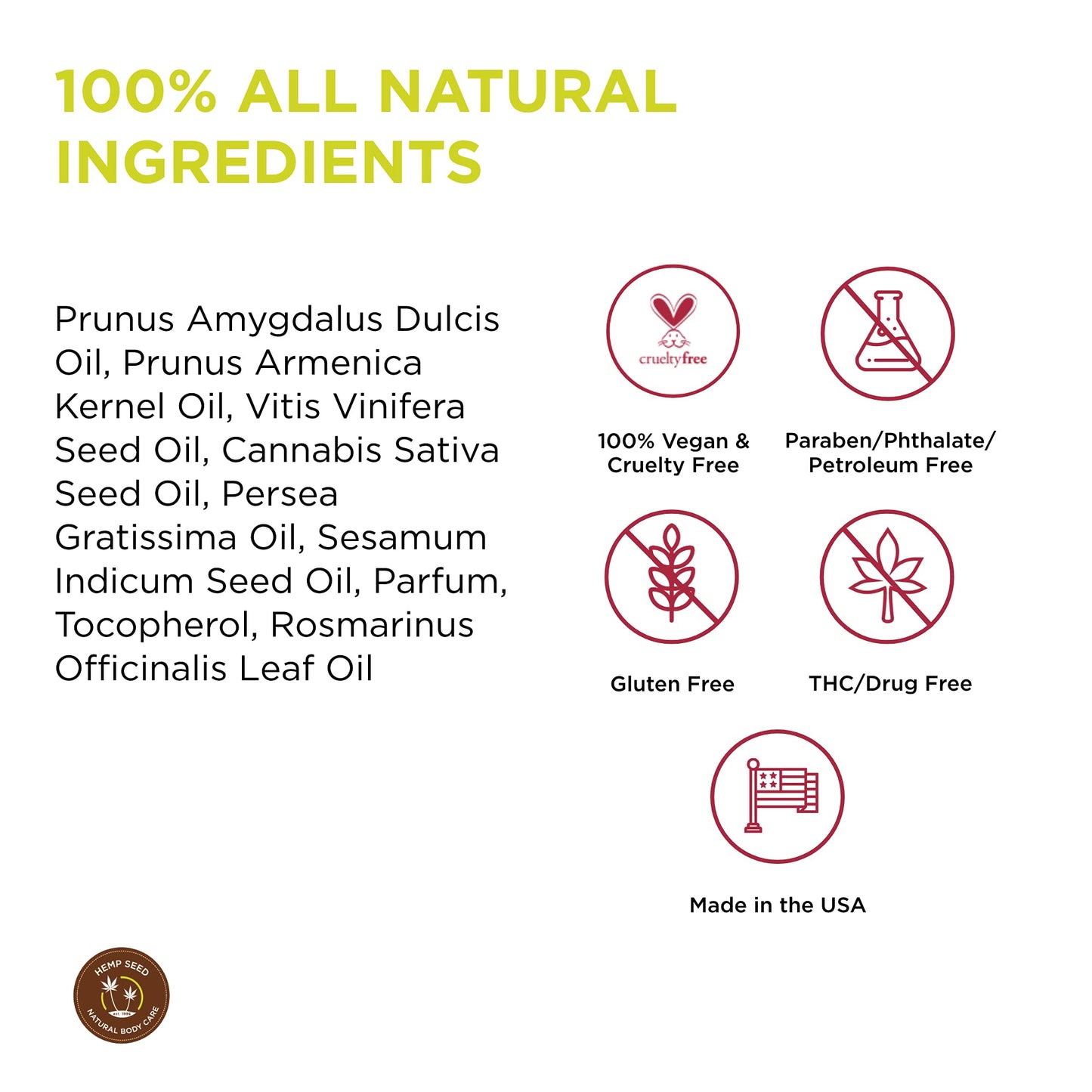 Hemp Seed Massage & Body Oil, Sunsational Scent - 8 fl. oz. - Nourishing, Moisturizing Massage Oil - Hemp Seed, Apricot, Grapese