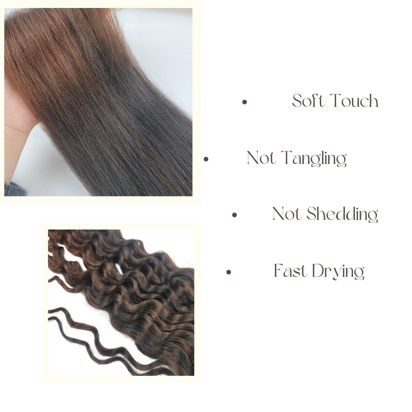 Brown Ombre Braiding Hair Pre stretched for Bob Boho Braids Pre stretched Boho Braiding Hair
