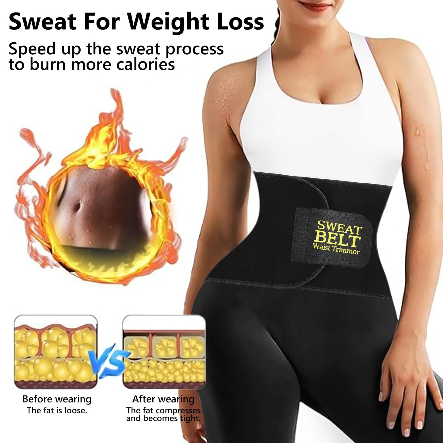 AMZBOSS Waist Trainer for Women Lower Belly Fat, Waist Sweat Band for Women, Belly Band Sweat Belt, Stomach Wrap, Faja Body Shaper (BLACK, Medium)