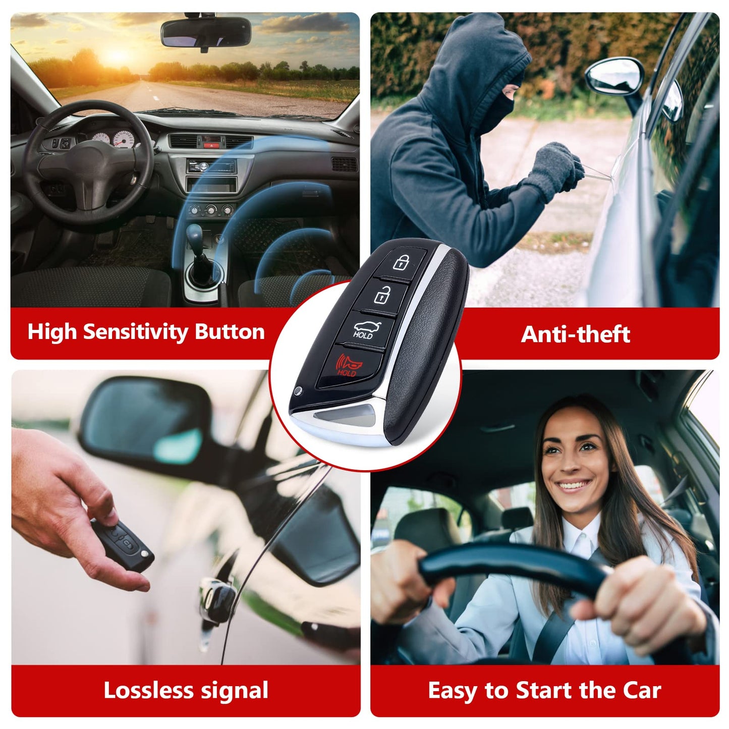 Aichiyu Key Fob Replacement Keyless Entry Smart Remote Control For Hyundai Santa Fe Sport 2013 2014 2015 2016 2017 2018 315Mhz I