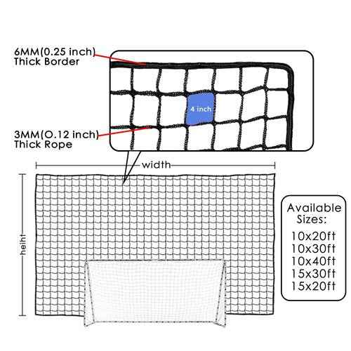 Amazgolf 15 X 20ft Soccer Backstop Net for Soccer Goal, High Impact Sports Practice Barrier Netting, Nylon Soccer Ball Hitting Netting (15 X 20ft)