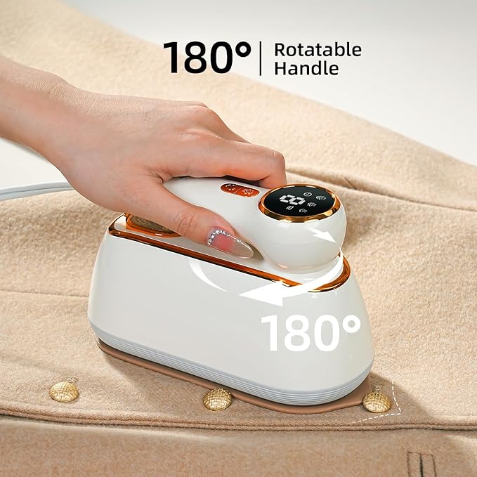 Travel Steamer & Iron for Clothes – Handheld Clothing Steamer, 10s Fast Heating, 4 Modes, LCD Display, 180° Swivel Handle, Garment Steam Wrinkle Remover 2-in-1 for Home and Business