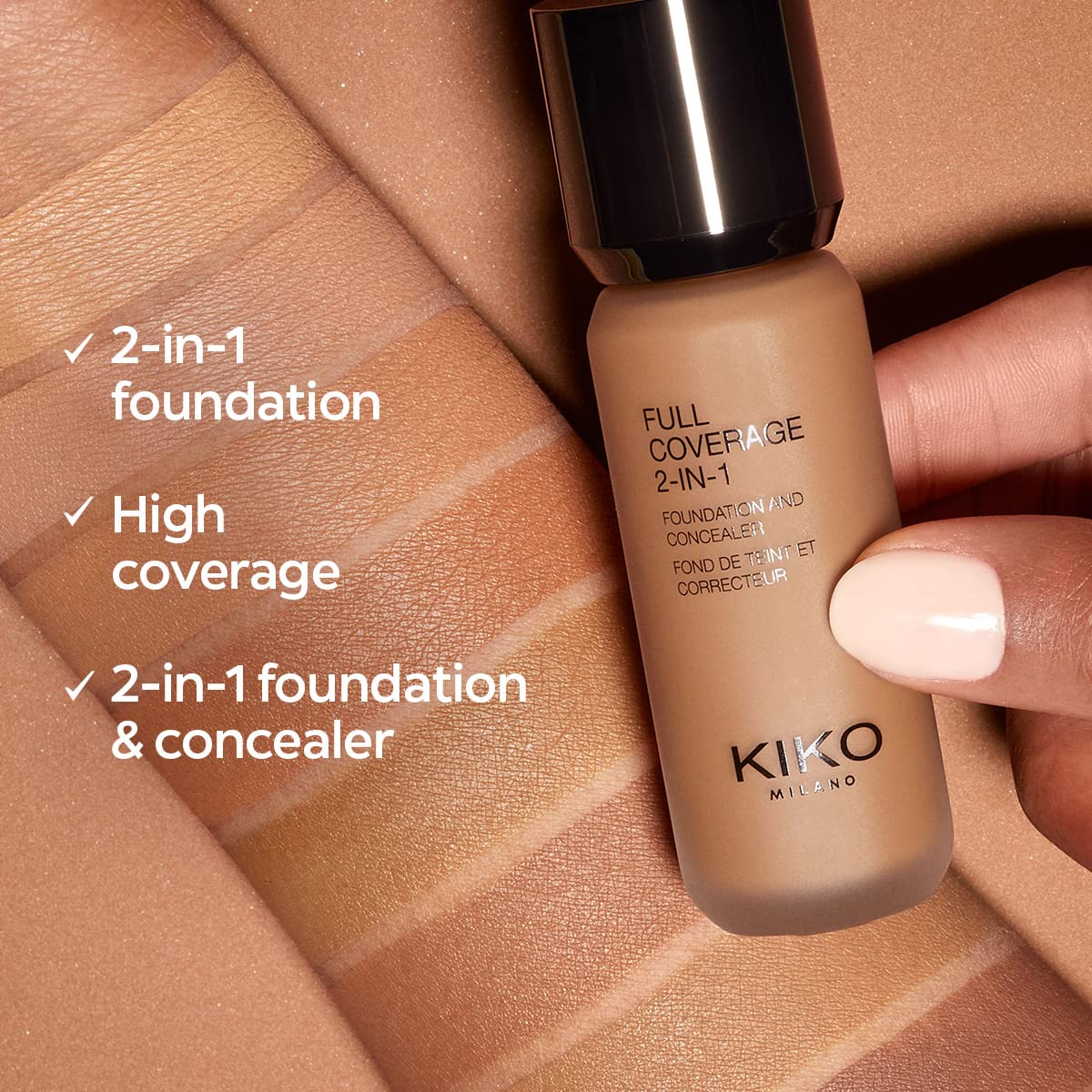 KIKO Milano Full Coverage 2 In 1 Foundation & Concealer Wr15, 2 In 1 Foundation And Concealer, Superior Coverage