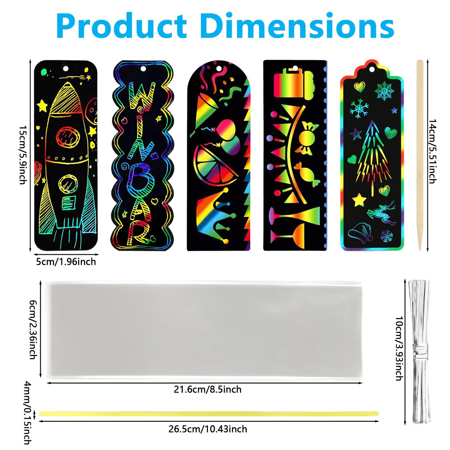 PEASUG Scratch Art, 40 Sets 5 Styles Scratch Art for Kids, Rainbow Scratch Paper Art Sets, Magic Black Scratch Off Paper Eid Bookmarks Gifts for Kids, DIY Art Craft Party Favors Easter Crafts