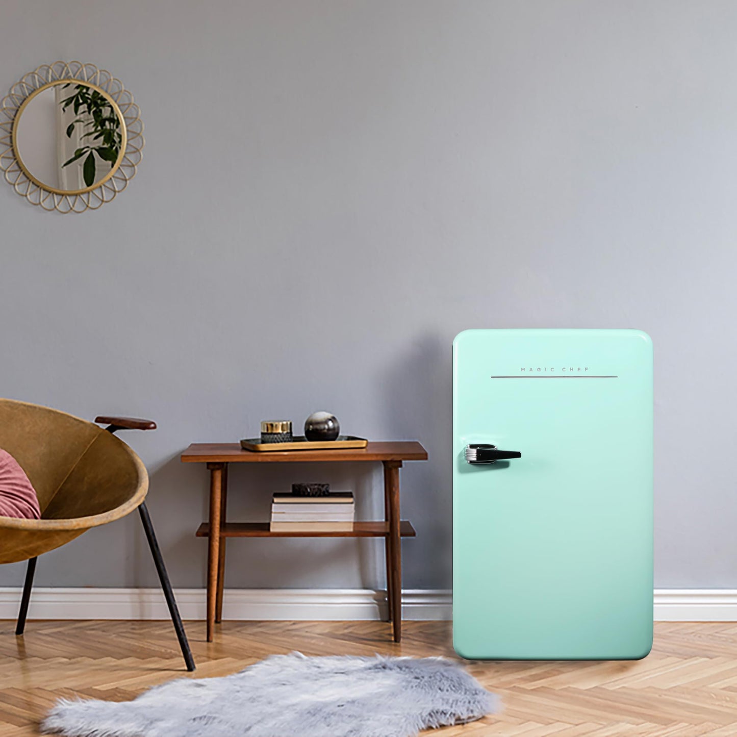 Magic Chef 17.5 in. 3.2 cu.ft. Retro Mini Refrigerator in Mint Green, without Freezer