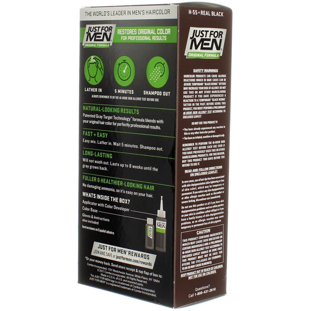 JUST FOR MEN Hair Color H-55 Real Black 1 Each (Pack of 5)