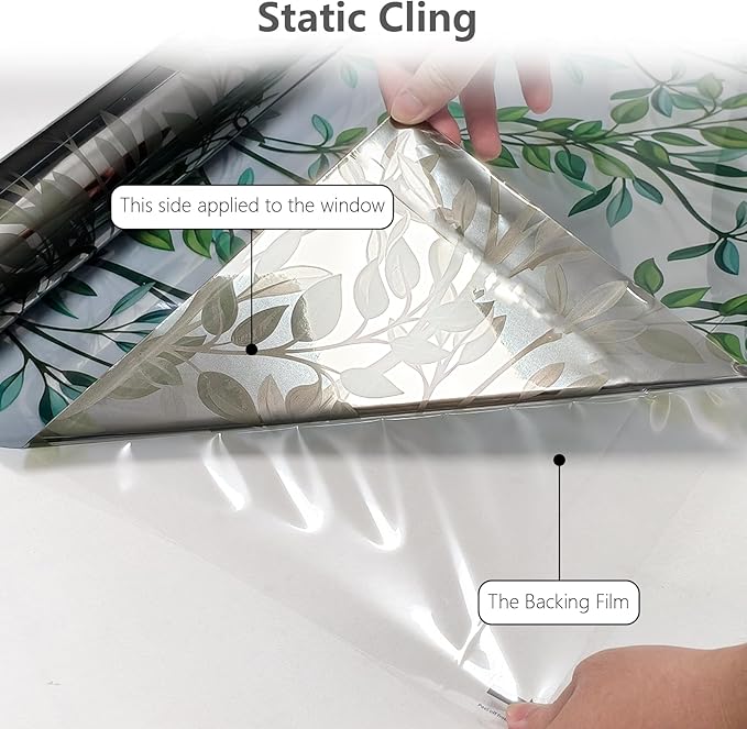 NINETREX One Way Window Privacy Film, Daytime Privacy Static Cling Sun Blocking Anti UV Reflective Window Tint for Home and Office 17.5 x 78.7 inches, Black Silver Leaf