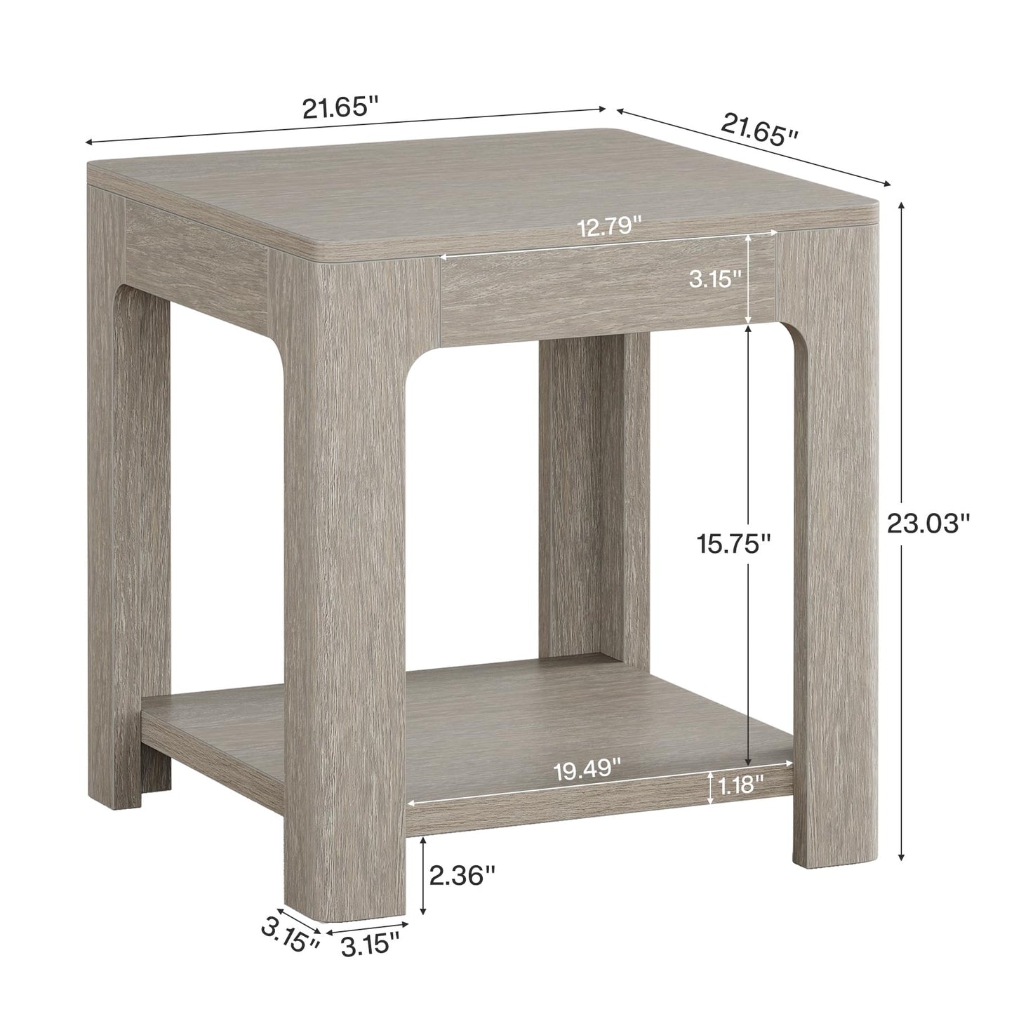 Tribesigns 2-Tier Square End Table, Farmhouse Wooden Side Table with Storage Shelf, Rustic Nightstand for Small Spaces, Living Room(1)