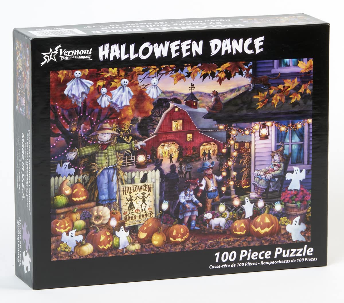 Vermont Christmas Company Halloween Dance Jigsaw Puzzle - 100 Pieces for Adults & Kids - 19" x 13" Halloween Jigsaw Puzzle with Large, Fully Interlocking & Randomly Shaped Pieces