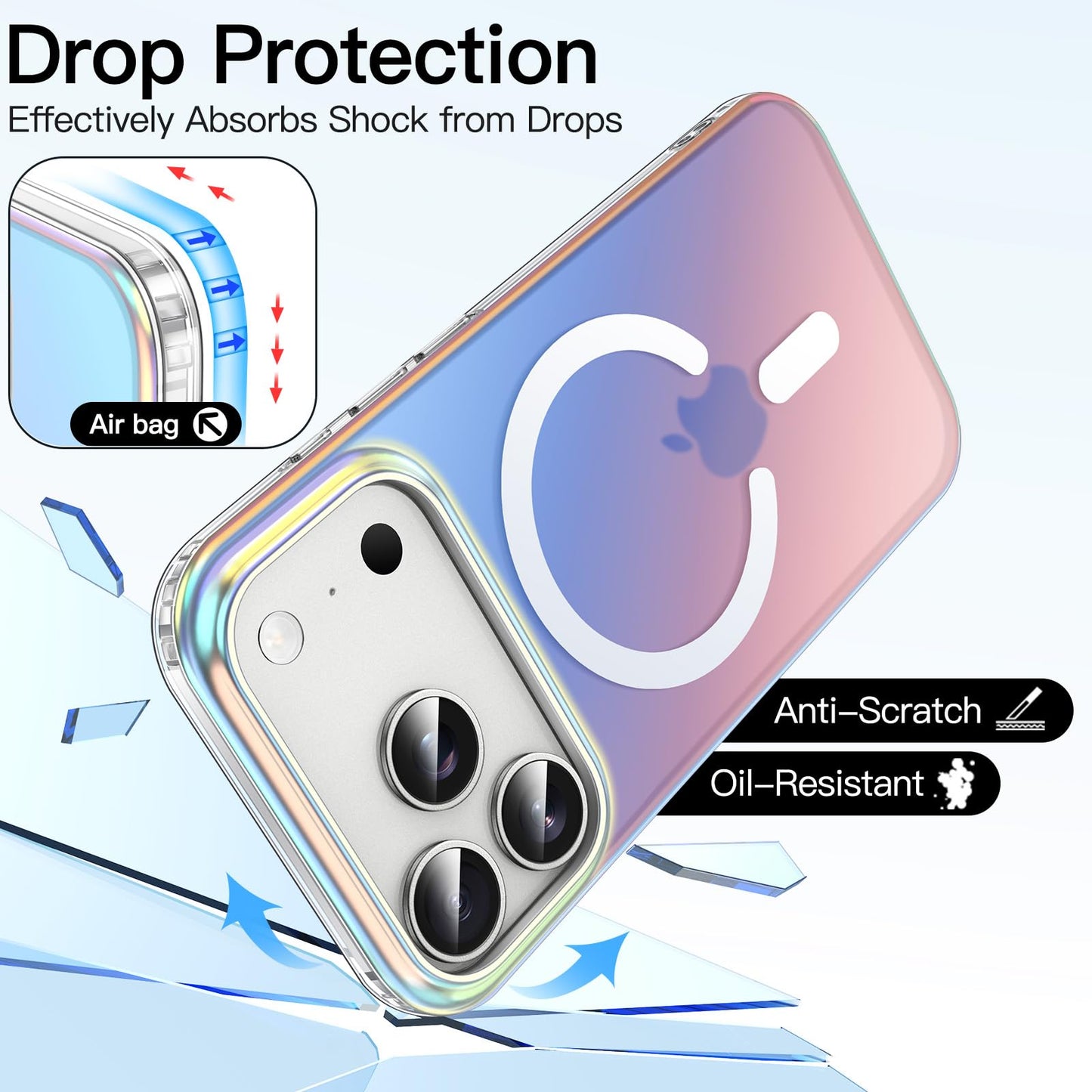 Jetech Iridescent Case For Iphone 17 Pro 6.3-Inch Compatible With Magsafe, Cute Unique And Aesthetic Design, Colorful Fluorescen