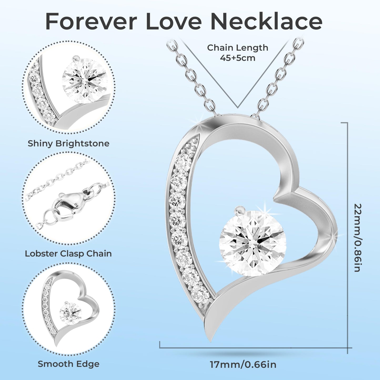 LAZYGIFT Necklace for Wife From Husband| Soulmate Mothers Day Jewelry Gift for Her| Heart White Gold Cz Necklace for Hot Doe on Anniversary or Birthday