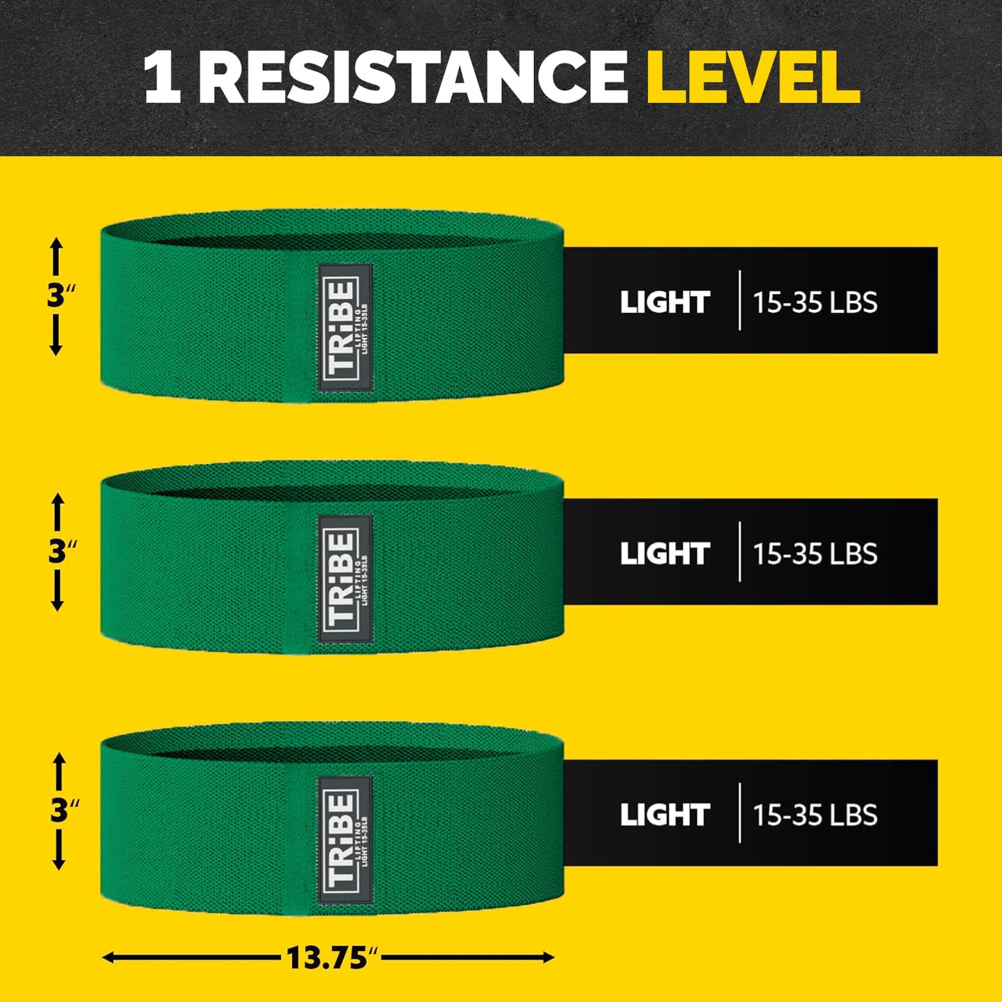 Tribe Lifting Fabric Resistance Bands for Exercise - Hip Bands for Working Out Legs, Glutes, Knees and Thighs for Men and Women - Cloth Circle Booty Bands for Physical Therapy (Green)