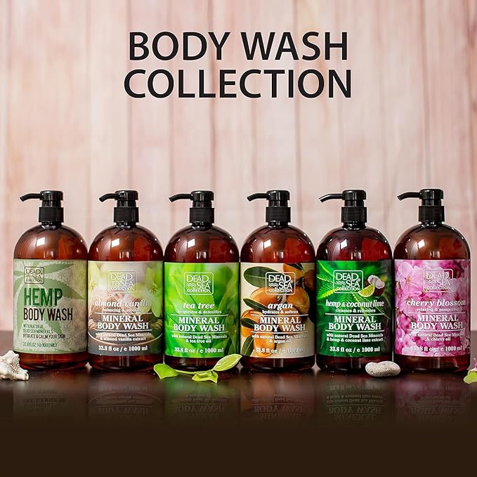 Dead Sea Collection Almond Vanilla Body Wash for Women and Men – Almond Vanilla Scent with Dead Sea Minerals – Moisturizing Shower Gel for Dry & Sensitive Skin – Pack of 2 (67.6 fl oz)