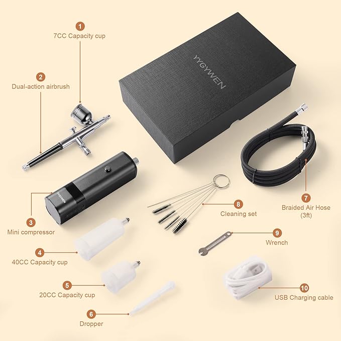 Airbrush Kit with Compressor, 32PSI Handheld Mini Air Brush Gun Set, Portable High Pressure Air Brushes for Painting, Tattoo, Nail Art, Mode, Makeup, Cake, Barber
