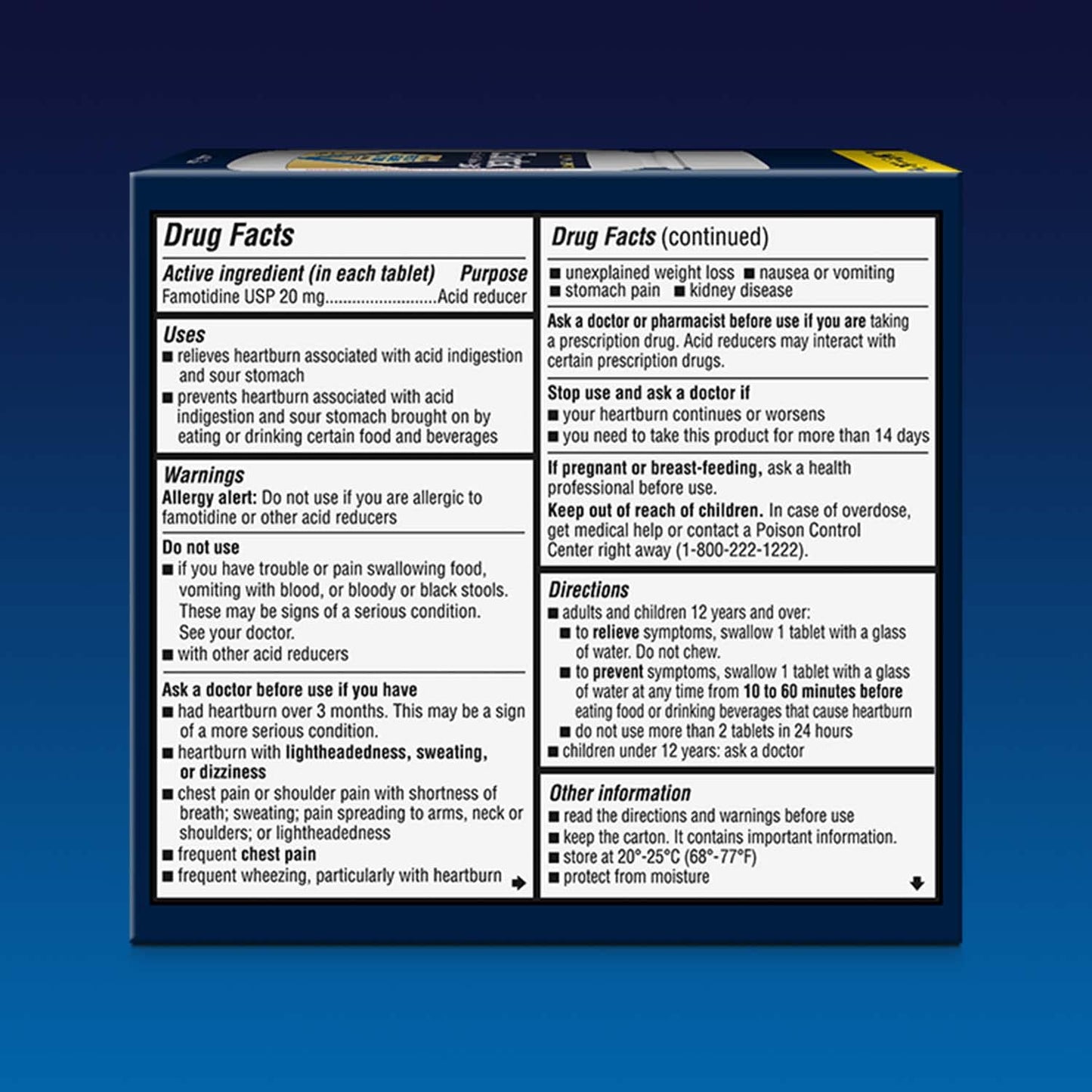 Zantac 360 Maximum Strength Heartburn Prevention and Relief Tablets, 20 mg Famotidine Pills with Targeted Relief to Control Acid Before Heartburn Starts, 50 Count (Pack of 2)