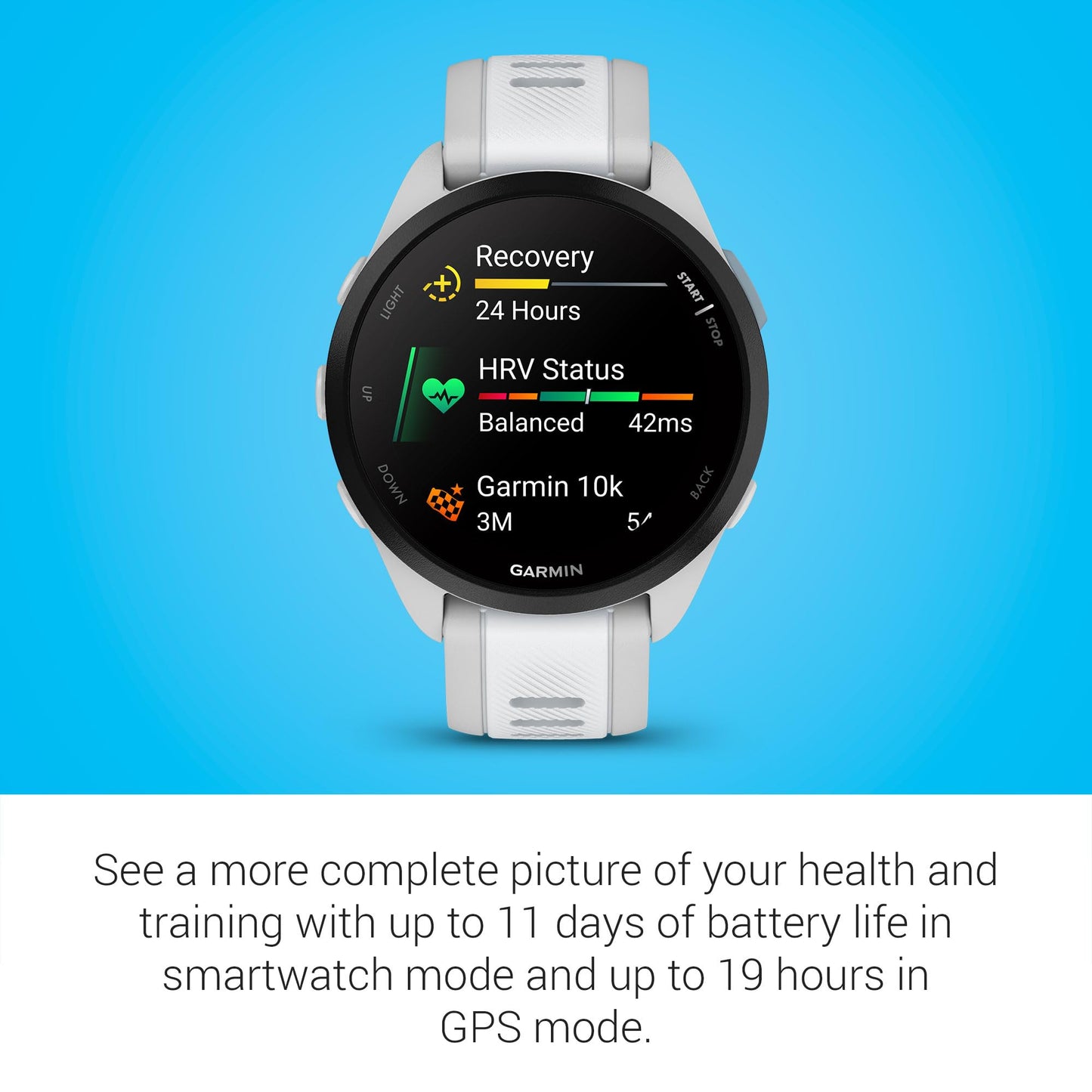 Garmin Forerunner 165 Gps Running Smartwatch, Mist Gray/Whitestone, Advanced Health - Fitness Insights, Sleep Coach, Training Pl