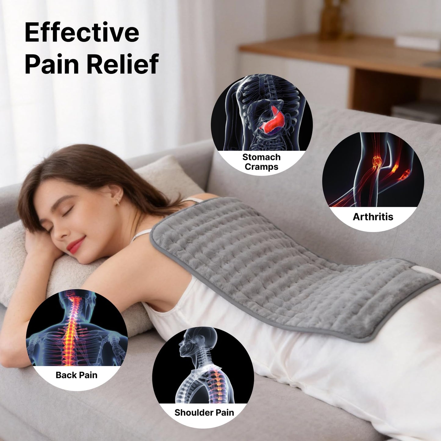 Heating Pad for Back, Neck, and Shoulder Pain Relief, Electric Heat Pad with 6 Heat Levels, Moist Heat Option, Auto Shut-Off, Birthday Christmas Gifts for Women Men Mom Dad Grandma, Gifts for her