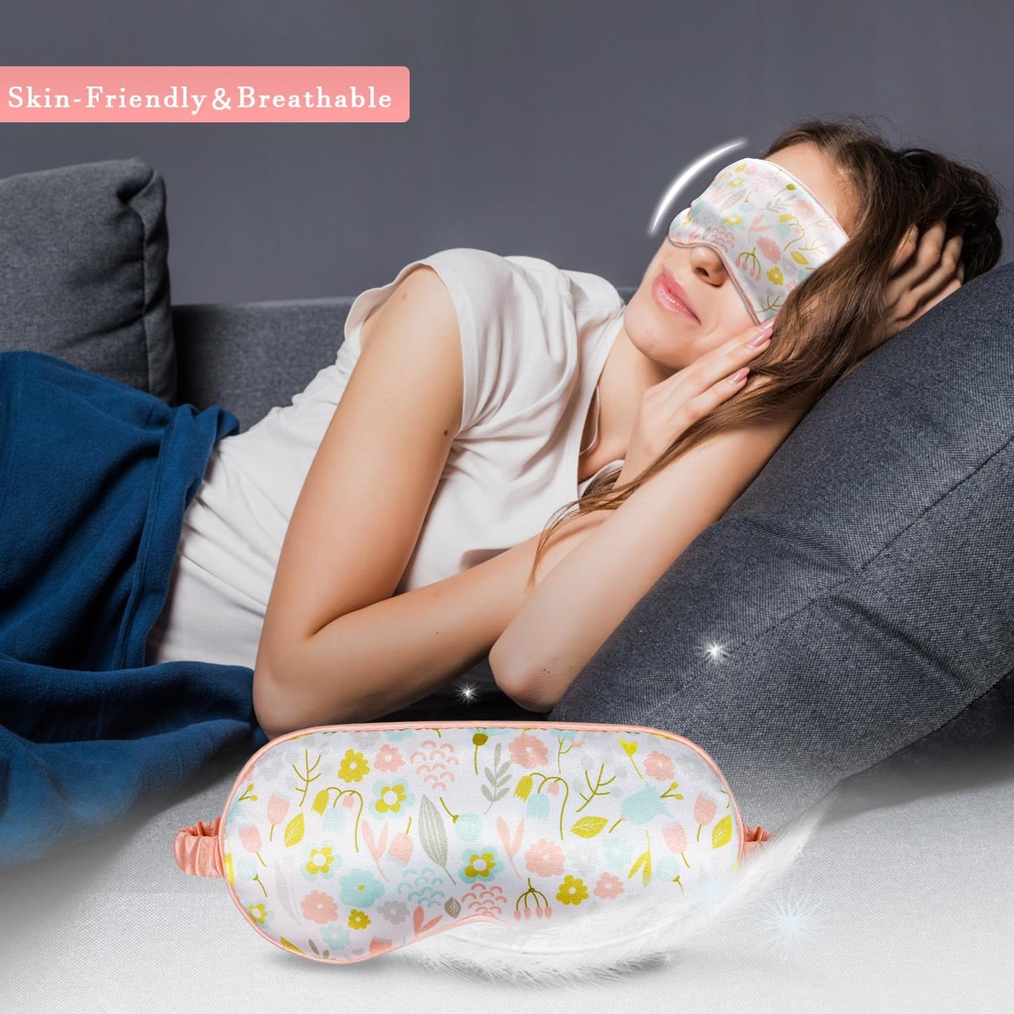 Warm Cold Eye Mask Silky Sleep Mask with Cooling Gel & Weighted Microwavable Moist Flaxseed Pad Compress for Dry Eyes Care Sleeping Women Blindfold for Migraine Puffy Swollen 3 in 1