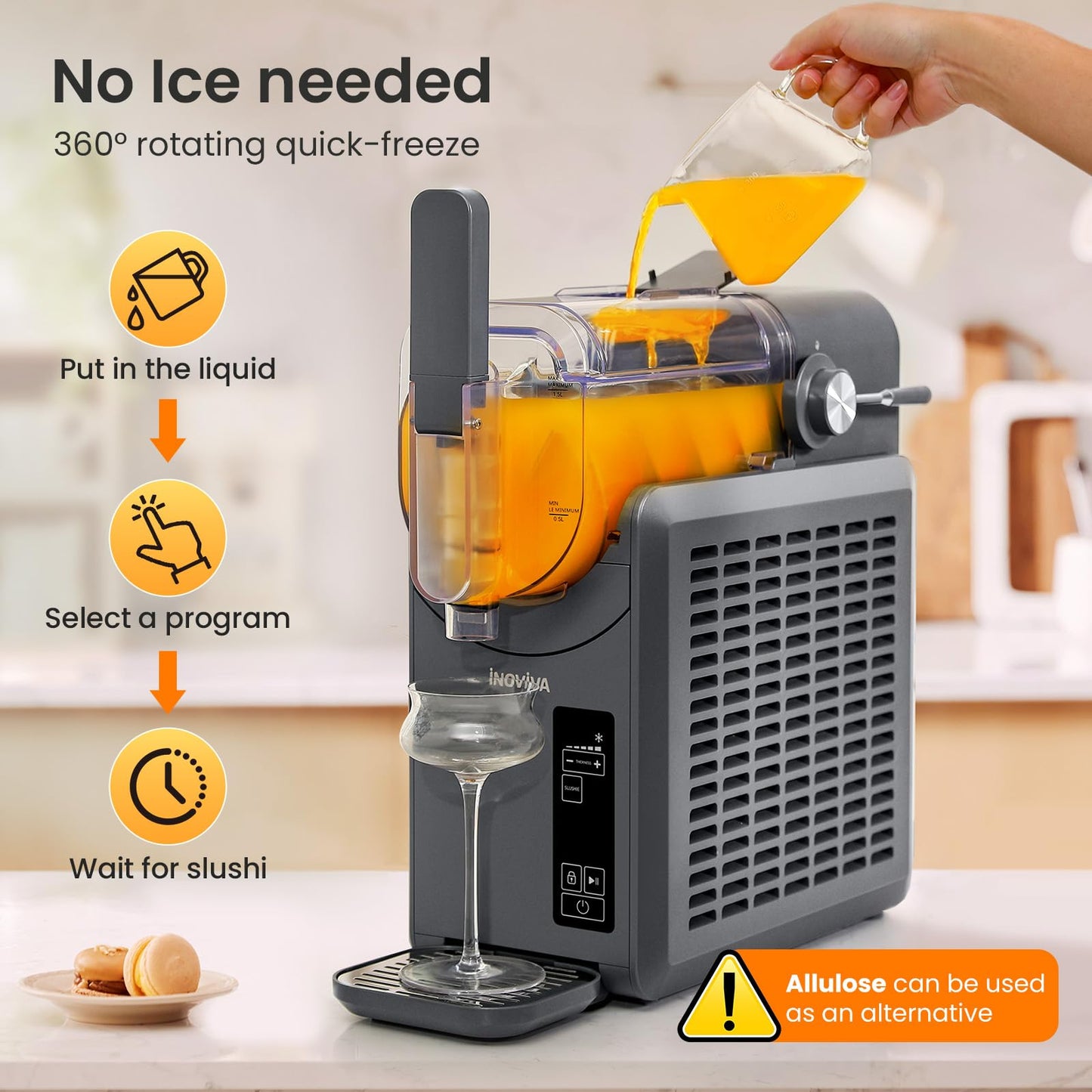 Slushie Machine, No Ice Needed, INOVIVA 72 oz Frozen Drink Maker for Home with Self-Cleaning, 5 Preset Programs, Frozen Margaritas, Frappés, Milkshake, and More, (2025 Version)