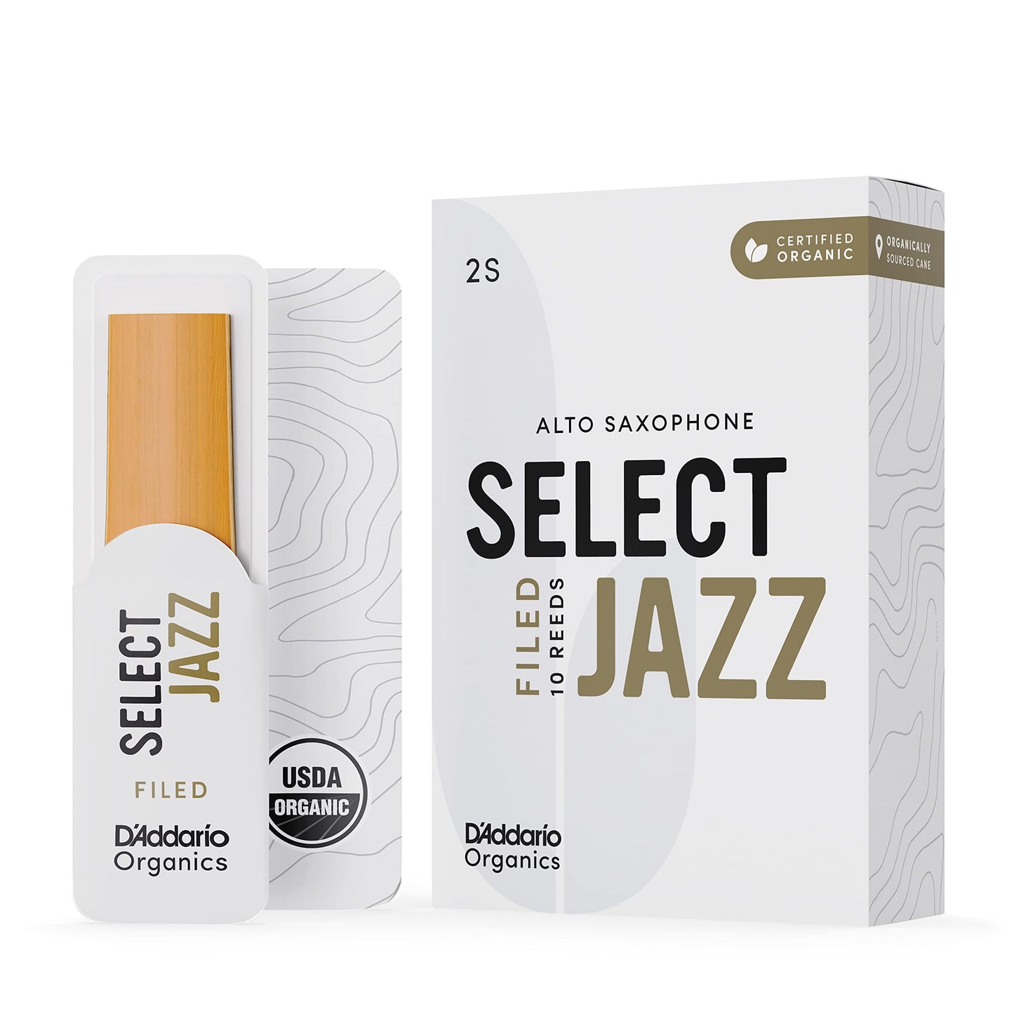 DAddario Organic Select Jazz Filed Alto Saxophone Reeds - Sax Reeds - Individually Sealed - 2 Soft, 10 Pack