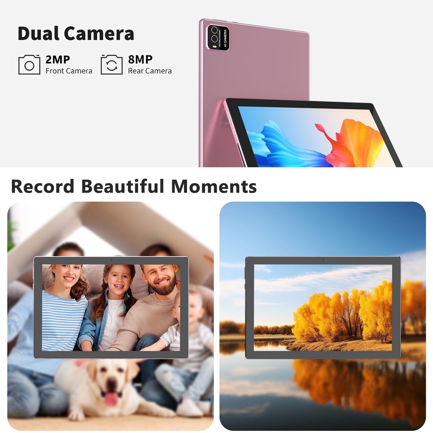 Android 15 Tablet, 10 Inch 18Gb Ram+128Gb Rom/ 2Tb Expandable Tablet Pc, Quad-Core 2.0Ghz Processor, 1280*800 10 Hd Touch Scree