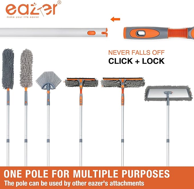 Eazer Squeegee Window Cleaner 2 in 1 Rotatable Window Cleaning Tool Kit with Elbow/Straight Extension Pole, 62‘’ Window Washing Equipment with Bendable Head for Indoor/Outdoor Car Glass