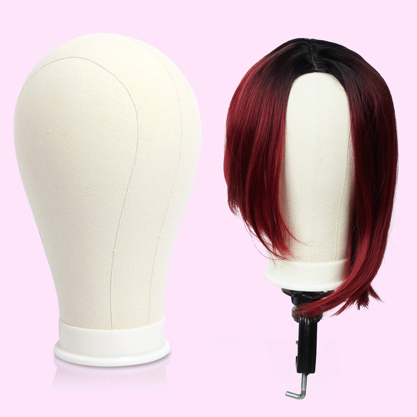 Bileaf 24 Inch Canvas Block Mannequin Wig Head With Stand for Styling Mannequin Head for Wigs Set Display with Mount Holes(Cream