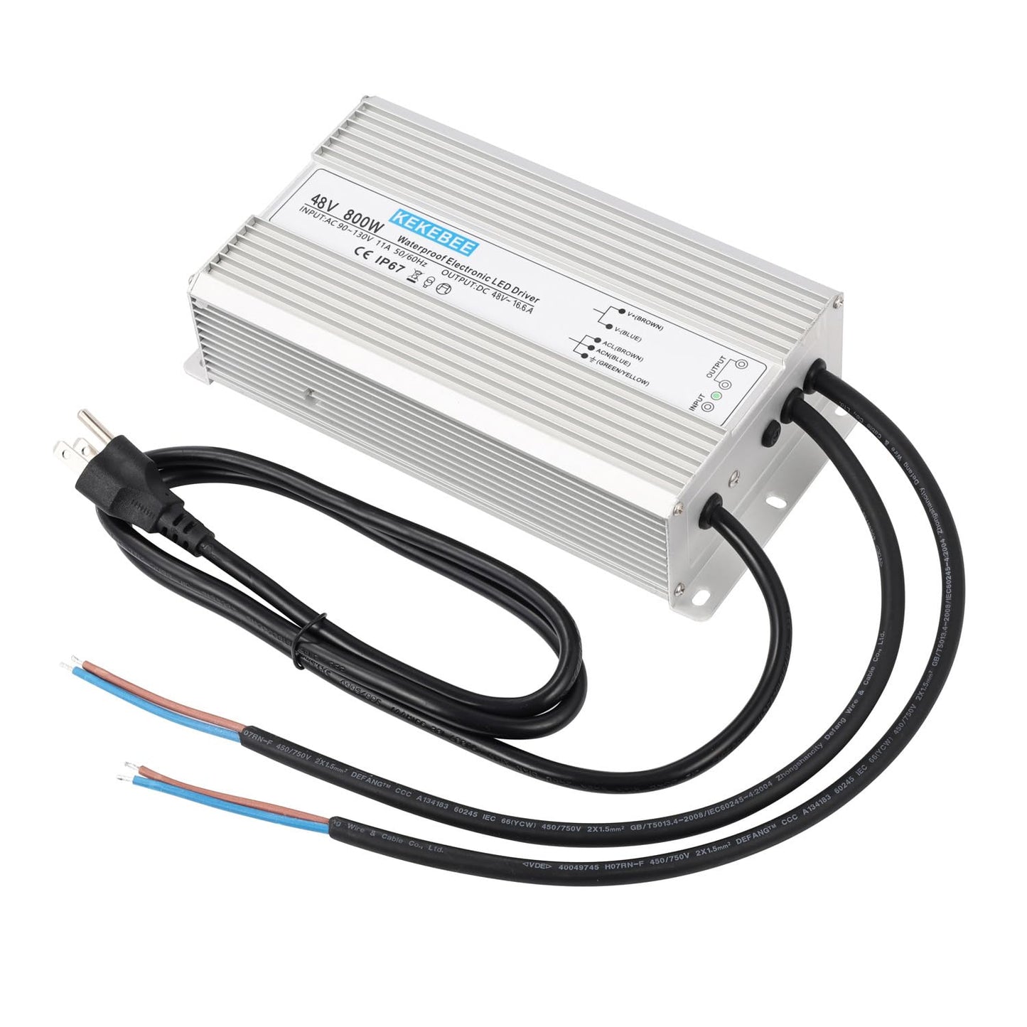 KEKEBEE LED Driver 48V800W Waterproof Power Supply AC90-130V to DC48V16.6A Low Voltage Switching Power Supply IP67 Transformer S