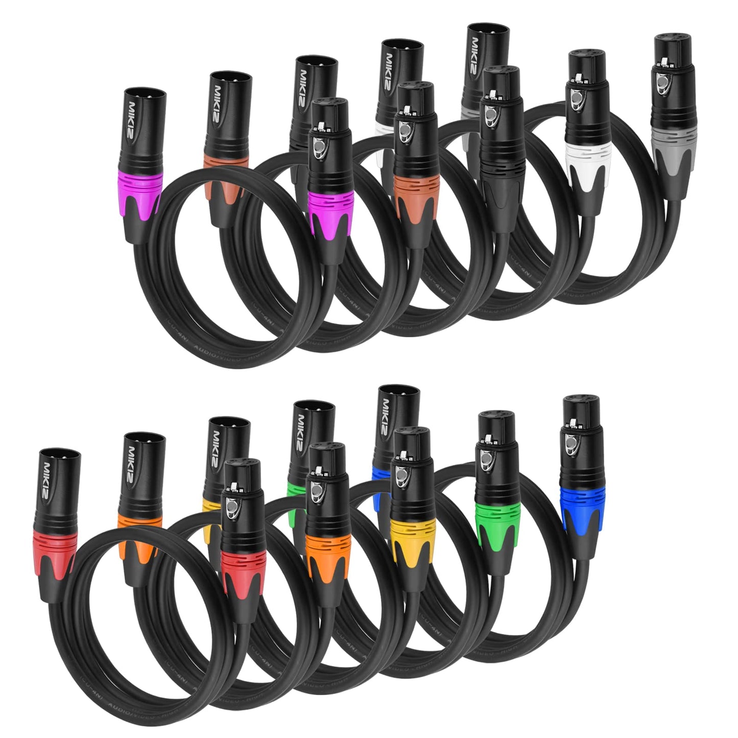 MIKIZ XLR Cables for Microphone 6 Feet 10 Pack - Pro Balanced XLR Patch Audio Cables 3-Pin XLR Male to Female