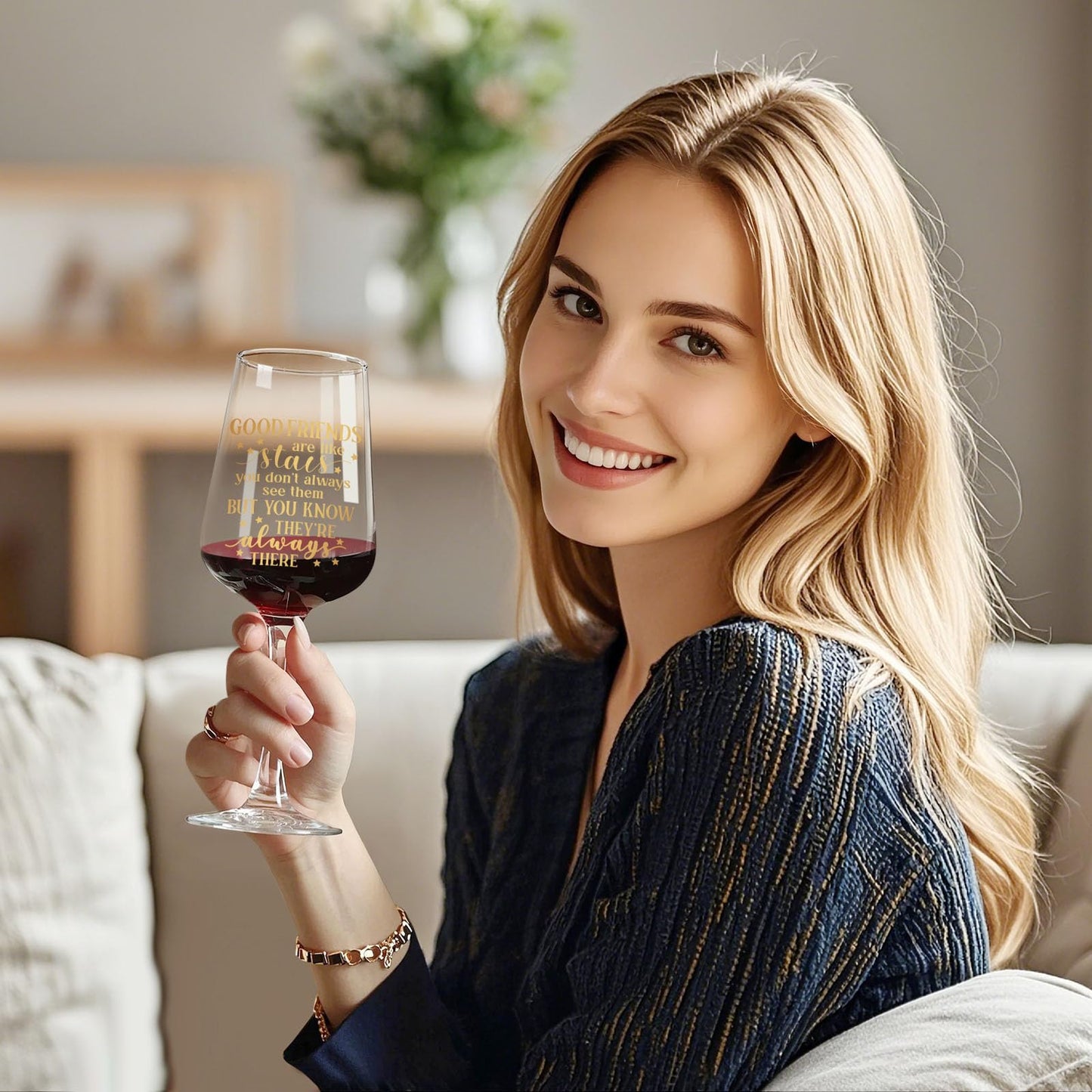 Astonlink Friendship Gifts for Women Friends Bestie, Best Friend Birthday Gifts for Women Friendship, Personalized Best Friend Gift for Woman - 15.5 Oz Wine Glass
