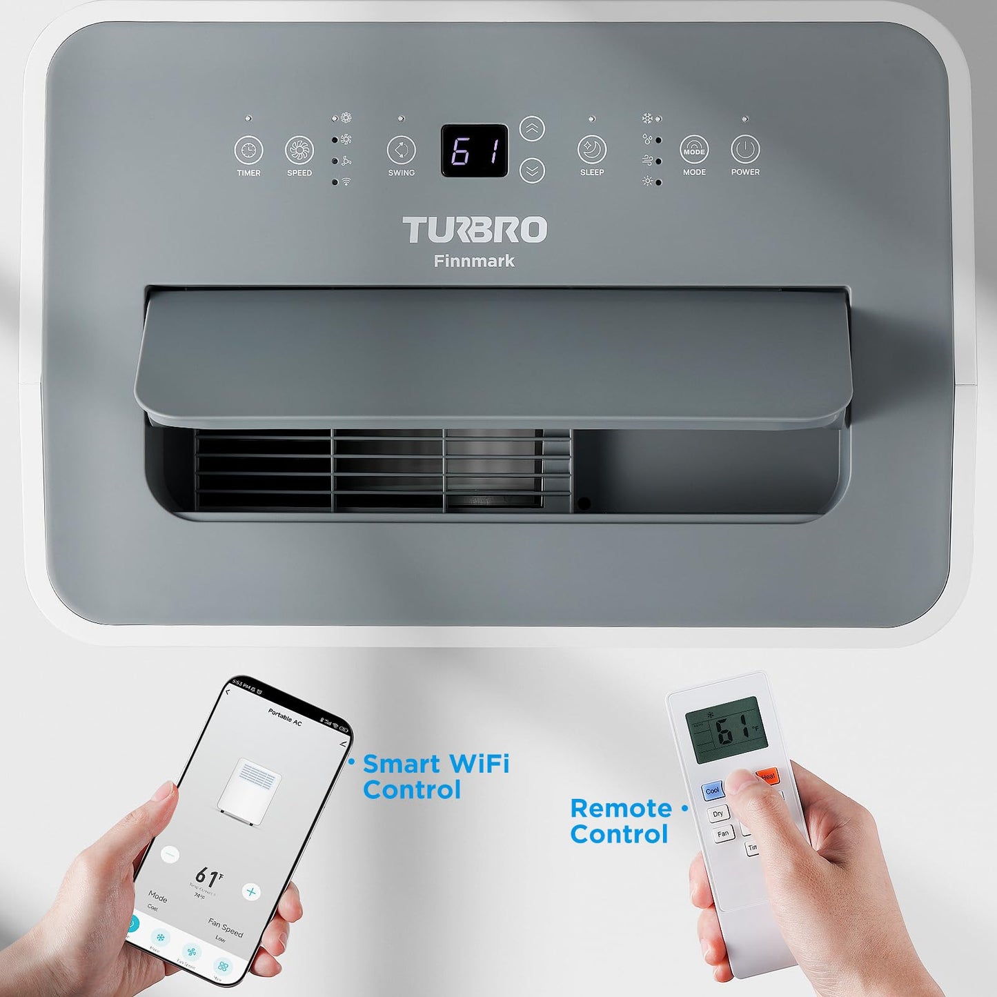 Turbro Finnmark 14,000 Btu Portable Air Conditioner And Heater, Dehumidifier, 3-Speed Fan, Covers Rooms Up To 600 Sq. Ft., Remot
