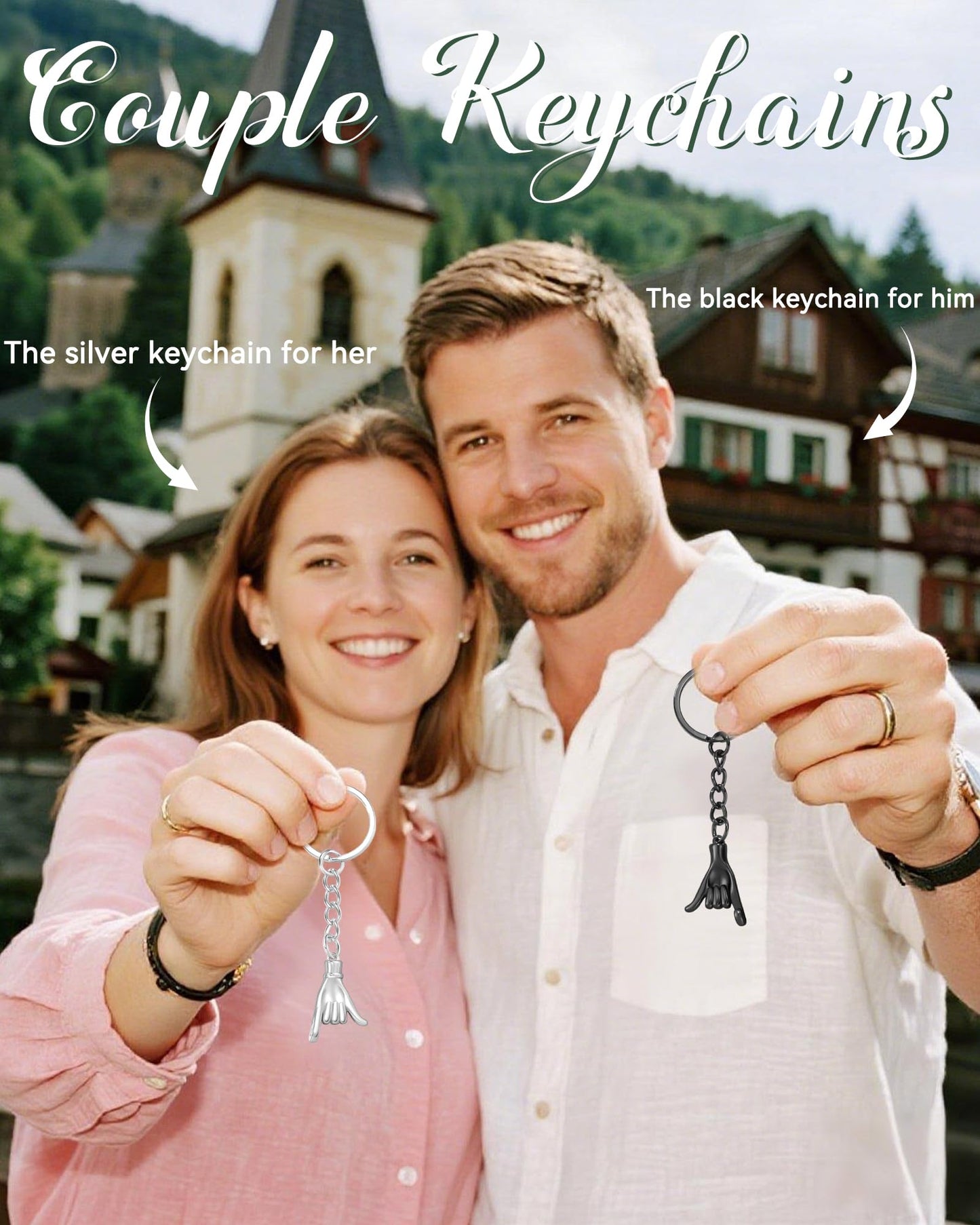 Jeka Happy Anniversary Couple Gifts for Men Women, 1 One Year Wedding Anniversary Matching Gifts for Boyfriend Girlfriend Husband Wife Keychains Cute