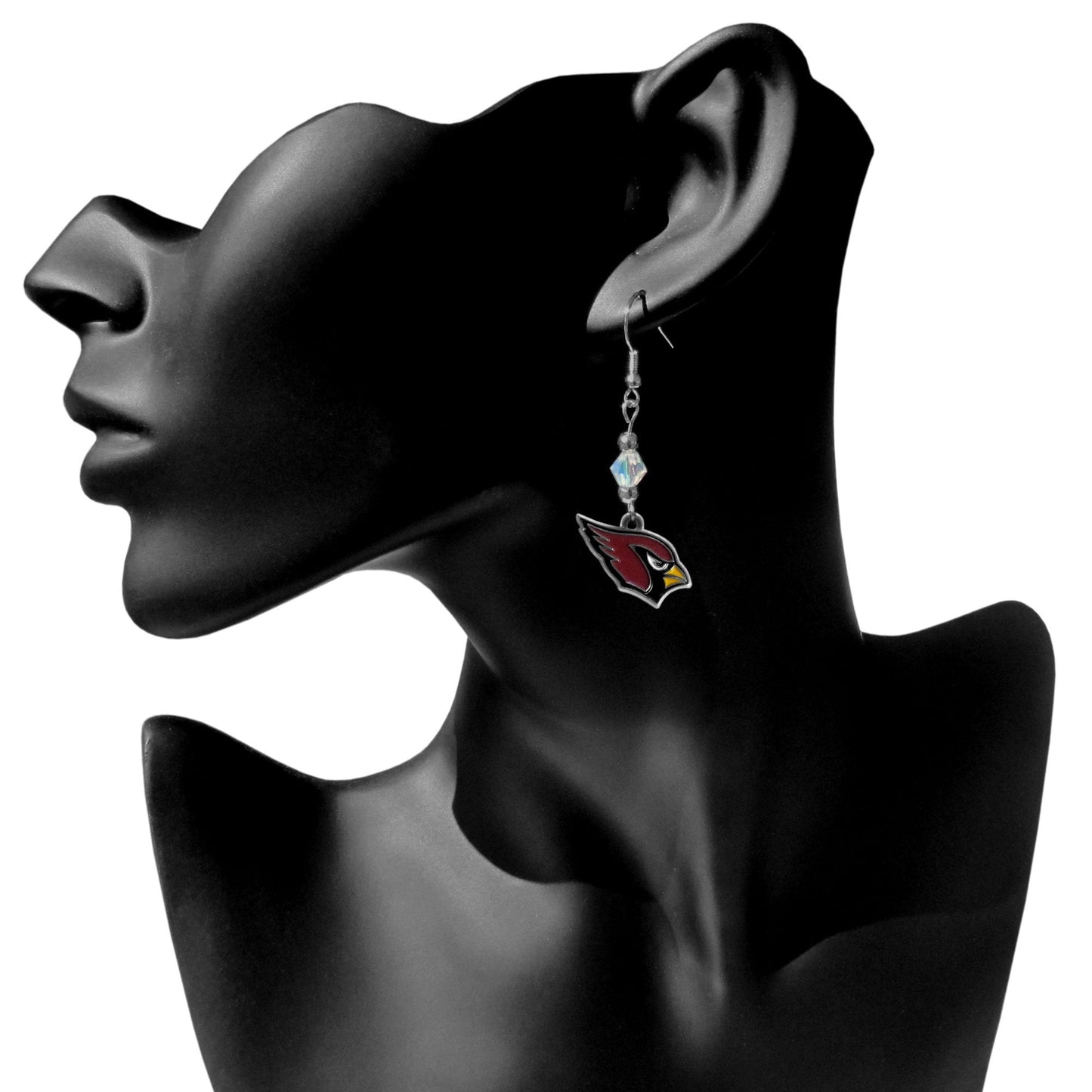 NFL Siskiyou Sports Womens Arizona Cardinals Crystal Dangle Earrings One Size Team Color,white
