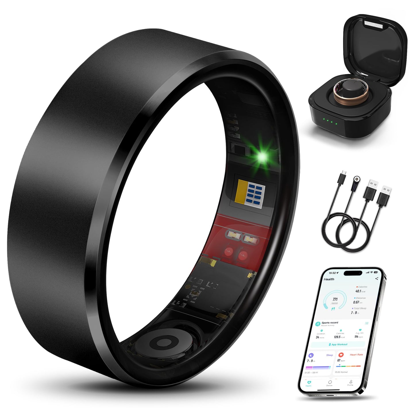 Milavan Smart Health Ring 2.0 for Women Men, Slim Scratch & Fingerprint Resistant Design,Efficient Chip Fitness Tracker, Monitor
