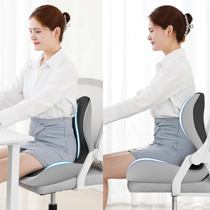 StarAneer Seat Cushion Premium Ergonomic Memory Foam Car & Office Chair Seat Cushion - Orthopedic Lumbar Support for Back Pain Relief, Non-Slip Design for Car, Truck, Home Chair & Office Seat
