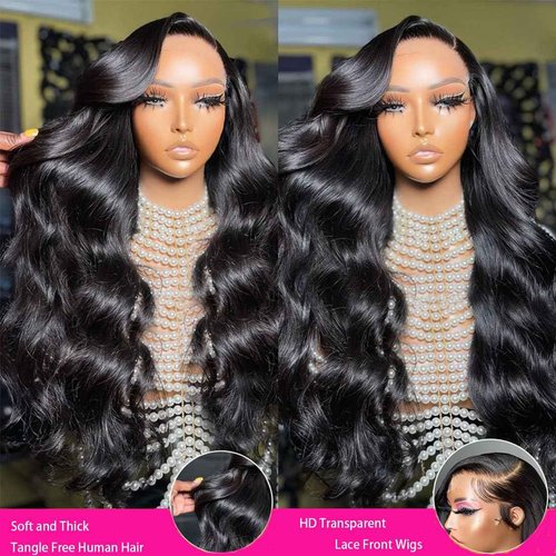 Holiden 200% Density 20 Inch Short Bob Wig Human Hair 13x4 HD Lace Front Wigs Straight Bob Lace Front Wigs Glueless (13x6 Body Wave Natural Black, 20 Inch)