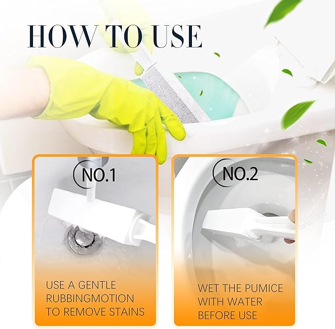 2 Pack Toilet Cleaner Hard Water Build up Remover with Ergonomic Handle, Pumice Stone Cleanning Tool Stain Hard Water Ring Cleaner for Toilet, Pool, Bathroom, Sink