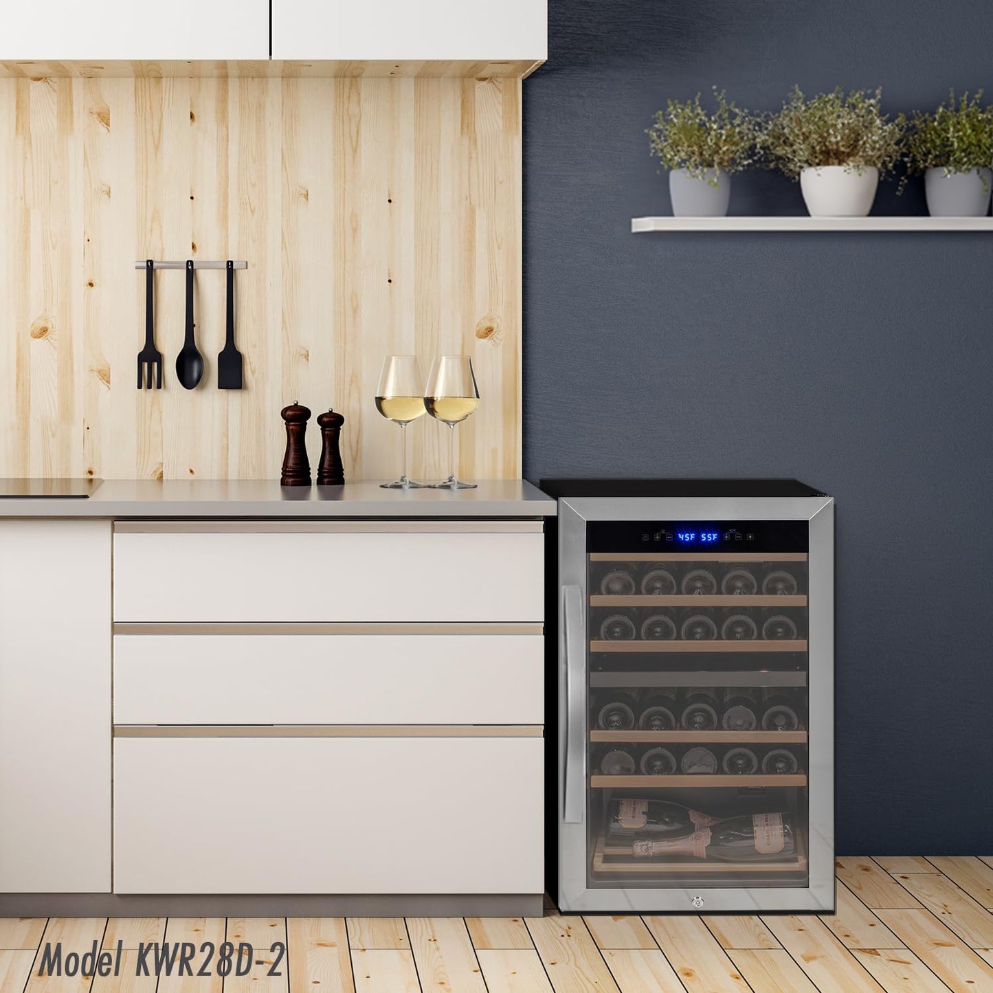 Allavino 22" Wide Cascina Series 55 Bottle Single Zone Stainless Steel Wine Refrigerator KWR55S-1SR