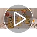 TBWIND 12pcs Glass Gold Amber Cylinder Vases for Centerpieces, 6 Inch Champagne Flower Vases for Wedding Decorations, Indo...