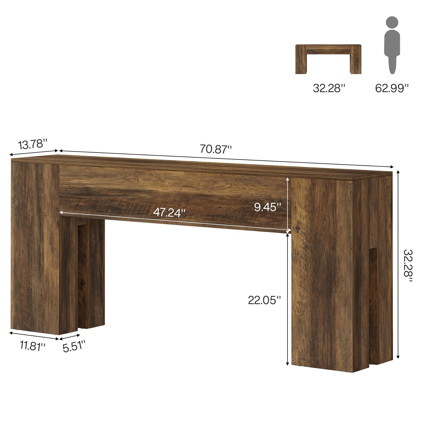 Tribesigns 71-Inch Long Console Table for Entryway, Farmhouse Sofa Console Behind Couch, Entry Table for Hallway, Foyer, Living Room, Brown