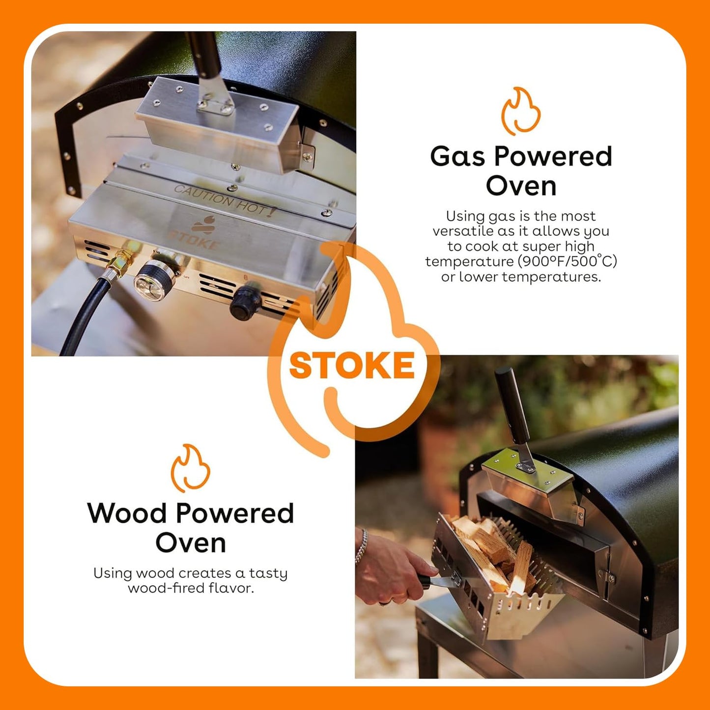 Stoke Wood Fired Outdoor Pizza Oven - Portable Stainless Steel Pizza Grill, Wood Pellet Outdoor Cooking Pizza Maker, Backyard Pizza Ovens For Authentic Stone Baked Pizzas - Black 13"inches