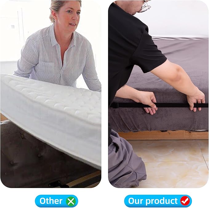 Sheet Fasteners, Adjustable Elastic Bed Sheet Holder Straps, Sheet Holder Band for Corners - Fits All Mattress Sizes