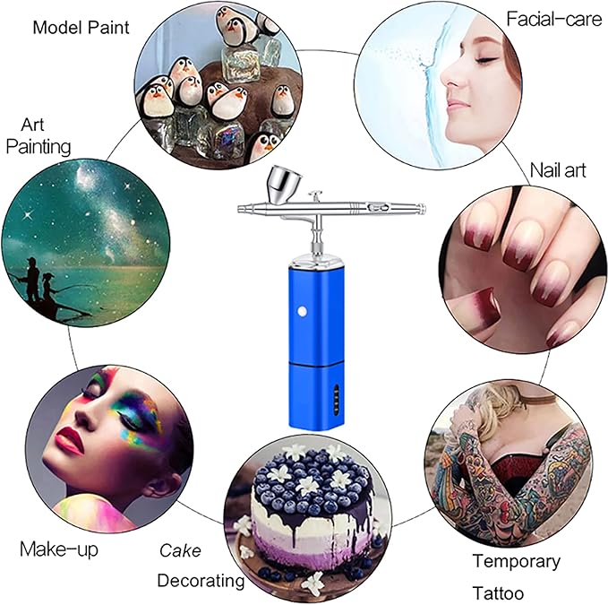 Auto stop cordless airbrush kit with compressor kit,rechargeable dual action air brush gun,connect with different airbrush pens to spray paints for multi use