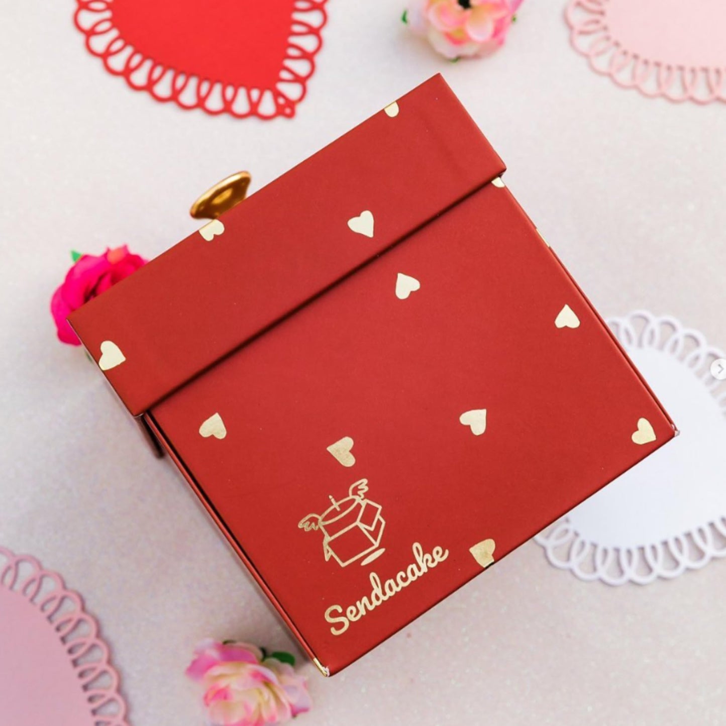 Love Butterfly Explosion Gift Box by Send A Cake – Flying Butterfly Surprise with Flower Shower & Red Velvet Mini Bundt Cake – Ready to Gift Birthday Surprise for Women, Men, Mom, Dad, Friends & Kids