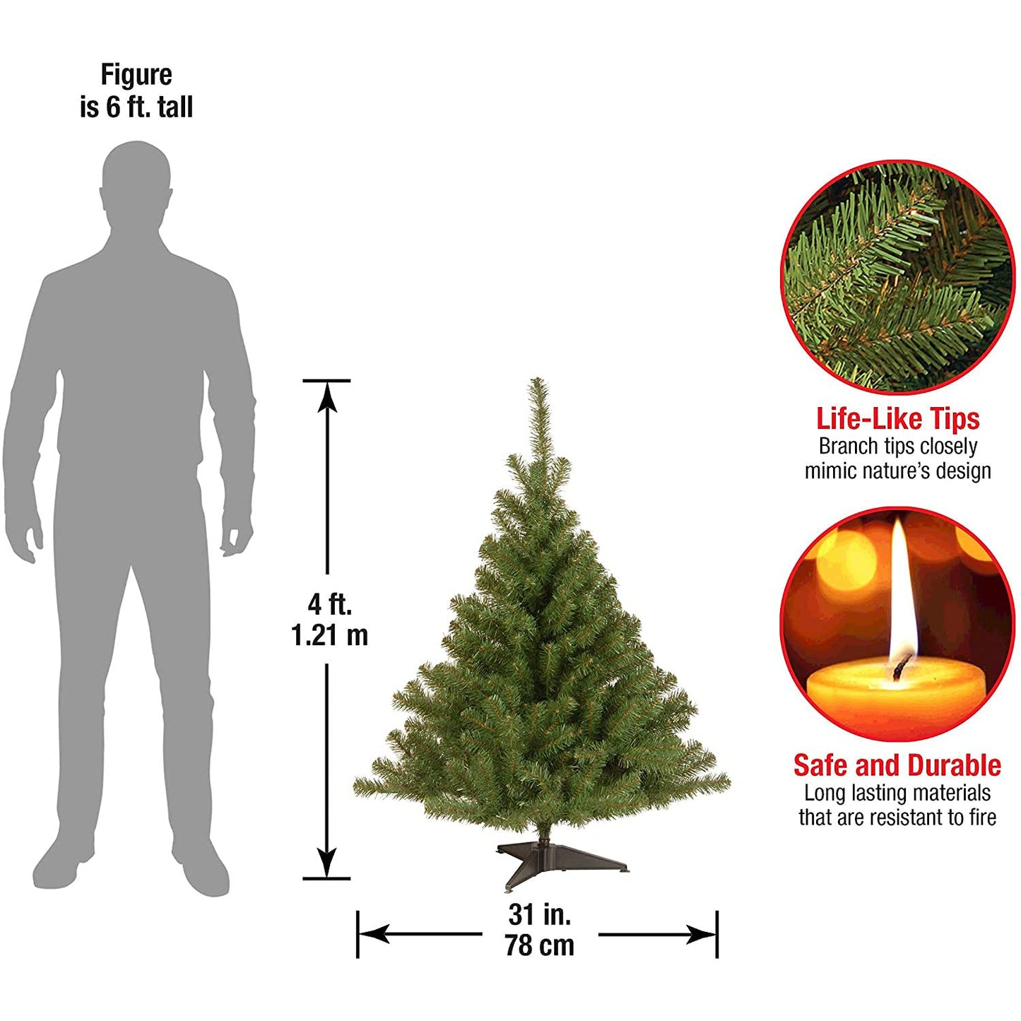 National Tree Company Artificial Mini Christmas Tree, Green, Kincaid Spruce, Includes Stand, 4 Feet