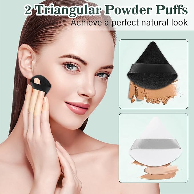 Professional Makeup Brush Set, LUXBRU 20PCs Makeup Brushes with Foundation Eyebrow Blending Concealer Blush Eyeshadow Contour Powder Brush, Make Up Brushes Kit with Travel Case & 2 Powder Puff-Green