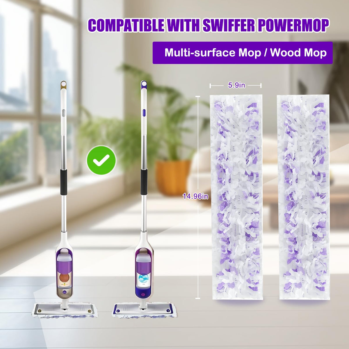 Power Mop Pads Refills for Swiffer Power Mop, Multi-Surface Mopping Pads for Swiffer Power Mop Refills, Disposable Mop Refill Pads Compatible with Swiffer Wet Pads Refill, 20 Count